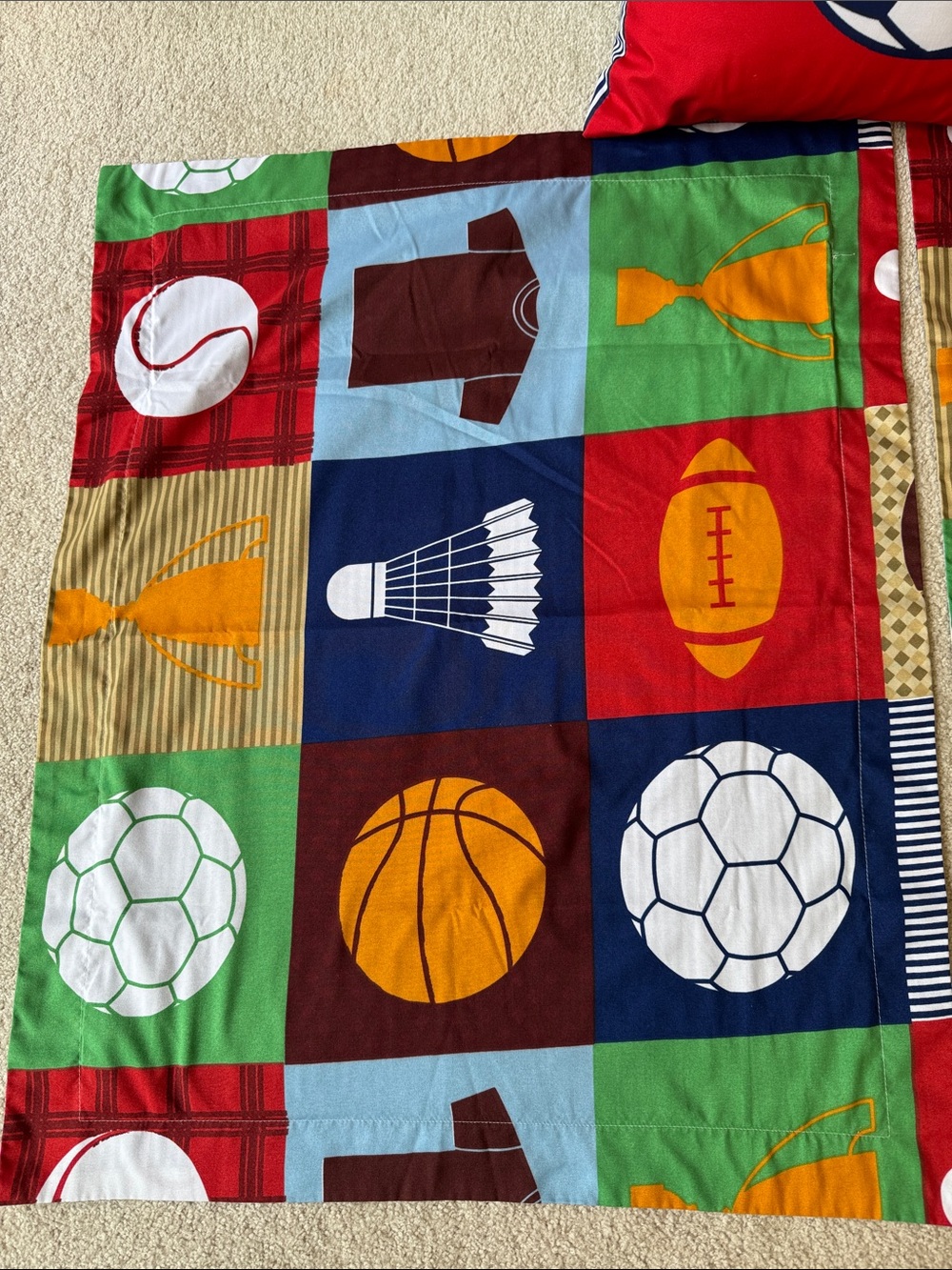 Bundle of Kids Sports 2 Pillow Cases & One Soccer Pillow Set - Red - Multicolor - Picture 2 of 8